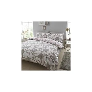 Catherine Lansfield Inga Leaf Blush - Parure de lit 240 x 220 + 65 x 65 (2)