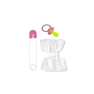 W WIDMANN MILANO Party Fashion - 82522 Ensemble pour b&eacute;b&eacute; avec Couche, &eacute;pingle &agrave; nourrice, Sucette, pour Hommes Adultes, Baby Showers, cerf, Carnaval, Couleur Rose