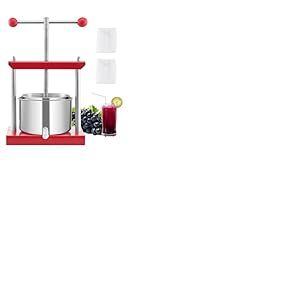 VEVOR Pressoir à Fruits Manuel Capacité 3 L, Presse à Vin avec 2 Barils en Acier Inoxydable, avec Poignée en T, Nettoyage Facile, Presse à Jus, Raisin, Cidre de Pomme pour la Cuisine et la Maison
