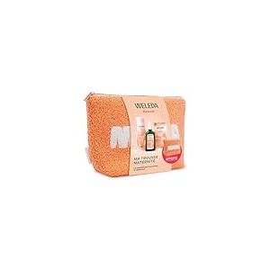 WELEDA - Trousse Maternité Grossesse & Allaitement - Huile de Massage Vergetures 100ml + Gel Jambes Légères 200ml + Tisane Allaitement Bio 20 sachets - Trousse en coton recyclé offerte