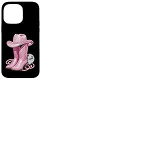 Bottes de Cowgirl Roses avec Strass et Boule Miroir pour Femmes et Filles Coque pour iPhone 14 Pro Max