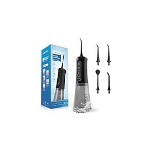 TUREWELL Jet Dentaire Hydropulseur Portable 310 ML avec 5 Modes, 4 Buses, Rechargeable Hydropulseur Dentaire &Eacute;tanche IPX7 Pour La Maison et Les Voyages, Am&eacute;liore la Sant&eacute; Dentaire