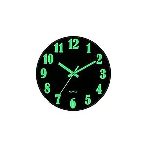 JoFomp Horloge Murale Moderne à Quartz silencieuse de 30,5 cm sans tic-tac, Grande Fonction Lumineuse, Chiffres et Aiguilles, Horloge Murale décorative à Piles pour Bureau, Cuisine, Salon