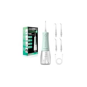 BarberBoss jet dentaire, irrigateur buccal sans fil, fil dentaire électrique, 5 modes de pression, étanche IPX8, portable pour le soin des gencives, kit de nettoyage des dents (Vert Pastel)