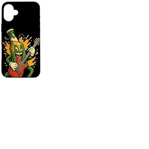 Bouteille souriante avec costume de guitare électrique cool Coque pour iPhone 16 Plus