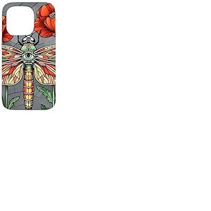 Motif Libellule en Verre teint&eacute; Coquelicot Coque pour iPhone 15 Pro