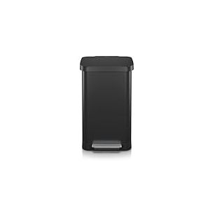 Glad Poubelle &agrave; p&eacute;dale en acier inoxydable s&eacute;rie 2 avec protection Clorox &ndash; Grande poubelle de cuisine noire avec couvercle &agrave; fermeture amortie, p&eacute;dale et support de rouleau de sacs poubelle, 78