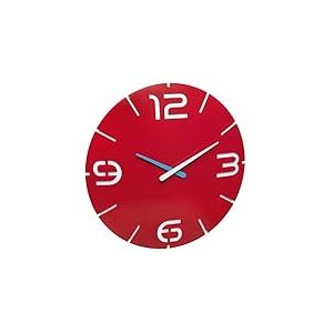 TFA Dostmann Contour Horloge Murale analogique Design, 60.3047.05, Moderne, accroche-Regard, Objet de d&eacute;coration, Salon, Salle &agrave; Manger, Cuisine, Horloge &agrave; Quartz, Rouge-Blanc