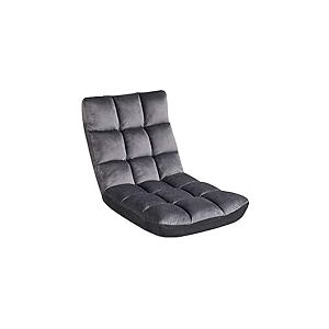 Yaheetech Fauteuil de Sol Pliable Paresseux Tatami Chaise de Sol Dossier Multiposition Fauteuil Bas Convertible pour Maison Bureau Gris