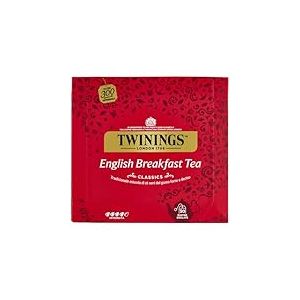 Twinings, English Breakfast Tea, Classics, M&eacute;lange traditionnel de th&eacute; noir &agrave; go&ucirc;ter chaud ou froid, go&ucirc;t cors&eacute;, fort et d&eacute;cisif, 1 lot de 50 filtres