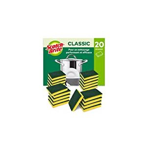 Éponge à récurer pour utilisation intensive Scotch-Brite Classic, 20 pièces - tampon à récurer durable qui élimine facilement la graisse et les aliments brûlés