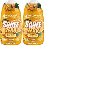 IronMaxx SqueeZero - Sirop sans sucre & zero calorie, Orange 65ml | Boisson sans sucre au go&ucirc;t rafra&icirc;chissant | Pr&eacute;pare jusqu&rsquo;&agrave; 8 litres de boisson zero sucre (Lot de 2)