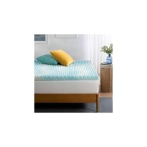Zinus Surmatelas 160x200 cm - Hauteur du matelas 7.6 cm - Matelas Cooling Gel Swirl en mousse à mémoire de forme - Surmatelas, Bleu