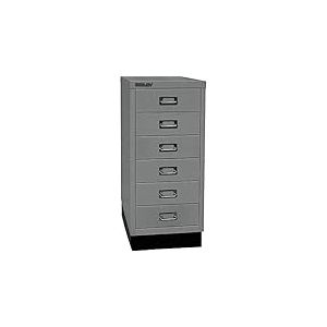 BISLEY Multidrawer Série 29 avec Socle, DIN A4, 6 tiroirs, métal, Argent 355, 38 x 27,9 x 67 cm
