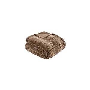 Madison Park Zuri surdimensionné Couvre-lit en Fausse Fourrure, 60 par 177,8 cm, Tan