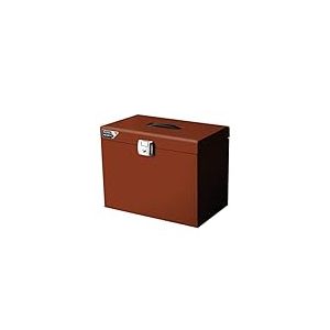 Classeur m&eacute;nager en m&eacute;tal + 5 dossiers suspendus terracotta