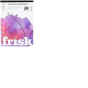 Frisk Bloc de papier aquarelle 300 g/m² pressé à chaud/lisse 12 feuilles A4, blanc