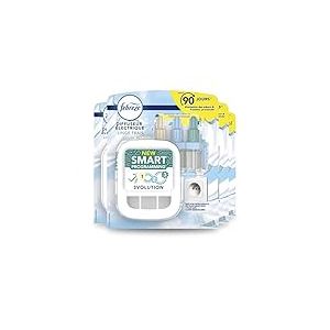 Febreze 3Volution Diffuseur Électrique de Parfum, 4 x 20ml, Linge Frais, Désodorisant Smart Programming, Élimination Des Odeurs Maison