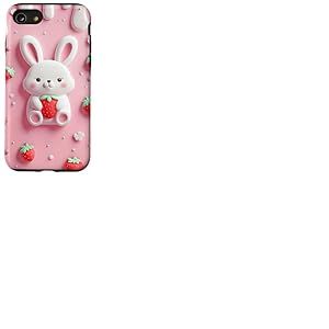 Fraises Lapin sur Fond Rose pour Filles et Femmes Coque pour iPhone SE (2020) / 7/8
