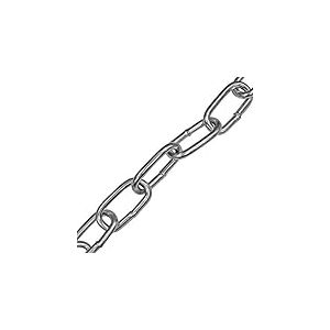 Enrouleur de chaîne Faithfull en acier zingué à maillons A – Acier doux soudé, DIN5685, chaîne à maillons antirouille – Longueur 2,5 mètres, diamètre 5 mm, charge maximale 160 kg