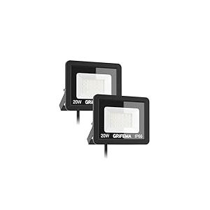 GRIFEMA 2PCS Projecteur LED Extérieur 20W, 24 LEDs, 2200LM, IP66 Étanche, Éclairage Mural Blanc Froid 6500K pour Jardin, Terrasse, Garage et Sécurité