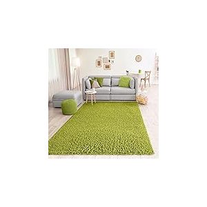 VIMODA Prime Tapis Shaggy Couleur Shaggy Poils Tapis Moderne pour Salon Chambre, Dimensions: 150 cm Carré - Vert, 100x200 cm