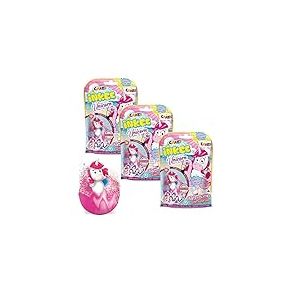 CRAZE INKEE 3 Set Boule de Bain Surprise Licorne Beach Bombe de Bain ar&ocirc;me Pop-Corn avec Surprise &agrave; l'int&eacute;rieur Jouet Bain B&eacute;b&eacute; 1x Figurine Licorne Bain moussant Enfant, 38741