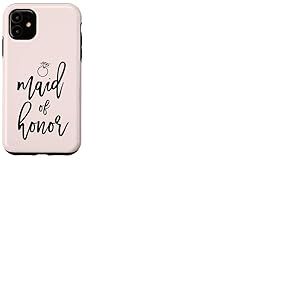 Maid of Honor Script Bague en Diamant Graphique Mariage Coque pour iPhone 11