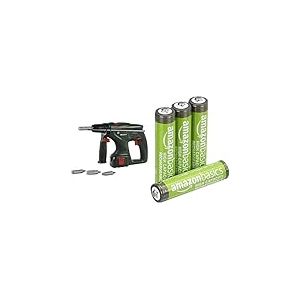 Theo Klein Bosch Perceuse Percussion, Rotation Double, 3+ Ans, & Piles AAA Rechargeables Amazon Basics 4 pcs, 850mAh