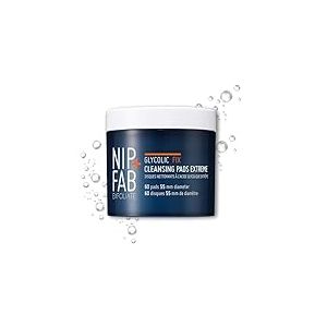Nip + Fab Glycolic Fix Night Pads Extreme, Tampons Exfoliants pour le Visage à l'Acide Glycolique pour la Nuit, Peeling Acide Intense, 60 Pièces