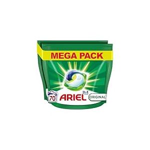 Ariel 3in1 PODS, Lavages Capsules Liquides 70 Lavages, Original, Dissolution Rapide, Impeccable A Froid et En Cycle Court
