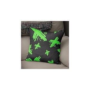 BonaMaison Housse de Coussin Motif, Vert Fluo et fumée Taie d'oreiller pour Lit Voiture Canapé Maison Salon Chambre, Décoration D'intérieur, 43x43cm - Conçu et Fabriqué en Turquie