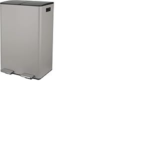 Spirella - Poubelle Tri Sélectif Cuisine Capacité 60L (2x30L) à Pédale - Modèle Aliya - Acier INOX Brossé - Couvercle Soft-Close - Seaux Amovibles - Poignées Latérales - Design Moderne - Taupe Mat