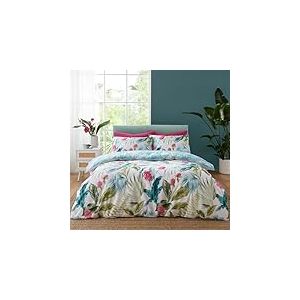 Catherine Lansfield Aruba Parure de lit Double réversible avec Housse de Couette et taies d'oreiller Motif Floral Tropical Vert