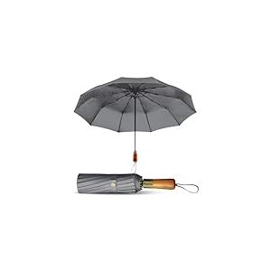 Le Monde du Parapluie &ndash; Parapluie pliant automatique pour homme &ndash; Grand parapluie triple robuste et coupe-vent &ndash; Compact, &eacute;l&eacute;gant et pratique pour toutes les sorties sous la pluie - Gris