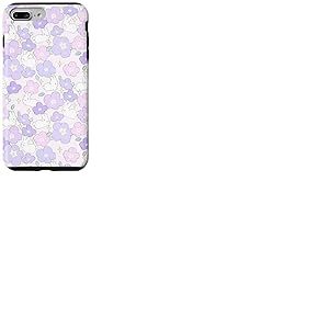 Motif Floral Rose et Lapin Mignon Violet pour Fille et Femme Coque pour iPhone 7 Plus/8 Plus