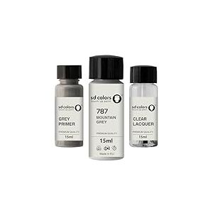 SD COLORS Peinture de retouche gris montagne 787-15 ML - Pinceau de réparation pour rayures - Code couleur 787 - Gris montagne (peinture + apprêt + vernis)
