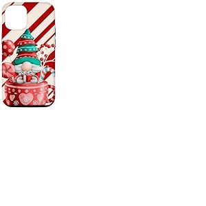 Nain de Noël en sucre d'orge mignon bohème rouge vert café Coque pour iPhone 12/12 Pro