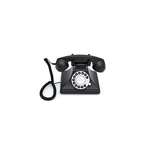 GPO 200 Téléphone vintage - Cadran rotatif, cordon en tissu, sonnerie à cloche traditionnelle - Noir