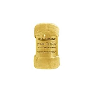 Dreamscene Couvre-lit en Polaire de Luxe en Fausse Fourrure de Vison, Grand lit Doux et Chaud, Jaune Ocre, King - 200 x 240 m