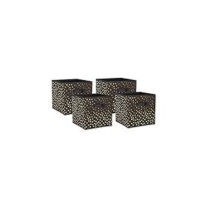 DII Lot de 4 paniers pliables en tissu non tiss&eacute; Motif &agrave; pois Noir/dor&eacute; 27,9 x 27,9 x 27,9 cm
