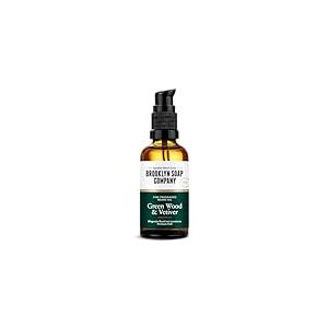 Brooklyn Soap Company, Huile à barbe Green Wood & Vetiver - 50 ml - Huile nourrissante pour homme - Pour l'entretien quotidien de la barbe - Huile de barbe en format voyage idéale comme cadeau pour