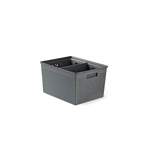 TATAY Bohol Lot de 4 bo&icirc;tes de rangement rectangulaires (2 x 4 l, 1 x 12 l, 1 x 20 L), polypropyl&egrave;ne, sans BPA, plastique 100 % recycl&eacute;, gris anthracite, dimensions : 30 x 39 x 21,5 cm