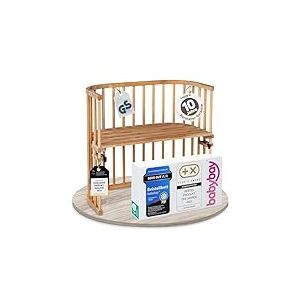 Cododo babybay Original en bois de hêtre massif I compact et convertible I Lit d'enfant réglable en continu et respectueux de l'environnement I berceau qui grandit avec l'enfant, cœur de hêtre huilé