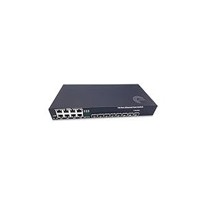 Elfcam® - Commutateur Switch Fibre Optique avec 8 Ports 1,25Gb SFP et 8 Ports Gigabit Ethernet 10/100/1000Mbps, Plug & Play Non Géré