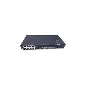 Elfcam® - Commutateur Switch Fibre Optique avec 4/8 Ports SFP et 2/8 Ports Gigabit Ethernet 10/100/1000Mbps, Plug & Play Non Géré (8 Ports SFP)