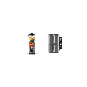 Ninja Blast Blender portable, 530 ml, mini blender sans fil puissant, rechargeable, BC151EUBK + Ninja Double Stack XL Friteuse sans huile, friteuse verticale à 2 tiroirs, SL400EU