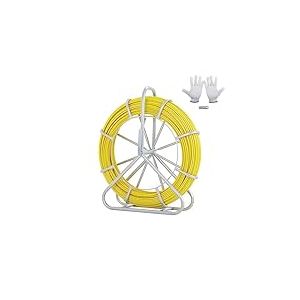 VEVOR Ruban à Poisson en Fibre de Verre 150 m 7,9 mm Aiguille Électricien de Tirage Fil Câble Électrique Extracteur Bobine de Conduit Support Acier 2 Têtes de Tirage pour Mur Conduit Non Conducteur