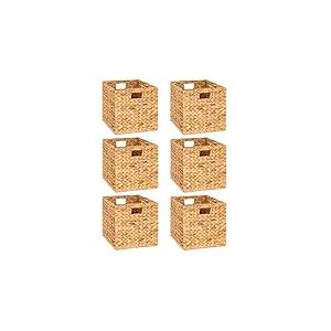 M4DECOR Lot de 6 paniers de rangement en osier pour étagères – Paniers de rangement en osier pour chambre à coucher, salon, chambre d'enfant – 30,5 x 30,5 cm (naturel, 30,5 x 30,5 cm)