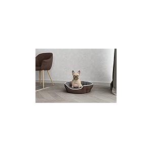 Italian Bed Linen Niche Enjoy pour Chiens et Chats, 59x53 cm, Marron/Gris foncé